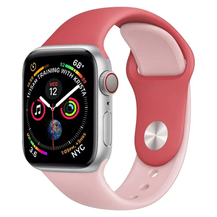 Apple Watch Series 3 & 2 & 1 42mm用 ダブルカラ―シリコンウォッチバンド（ライトブルー＋ライトピンク）