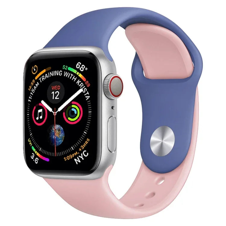 Apple Watch Series 3 & 2 & 1 42mm用 ダブルカラ―シリコンウォッチバンド（ライトブルー＋ライトピンク）