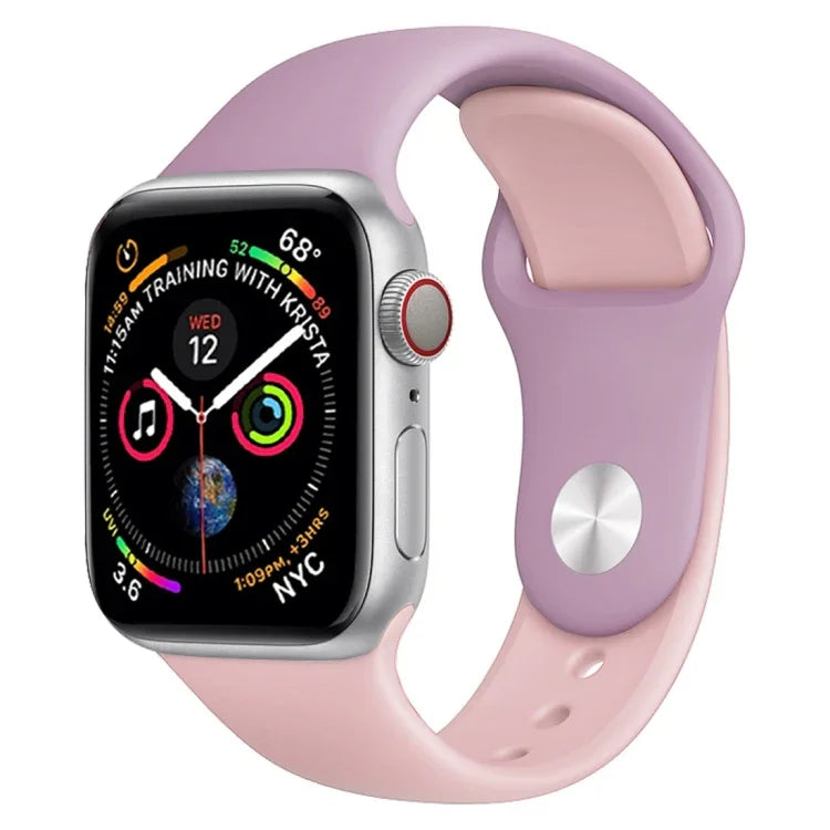Apple Watch Series 3 & 2 & 1 42mm用 ダブルカラ―シリコンウォッチバンド（ライトブルー＋ライトピンク）