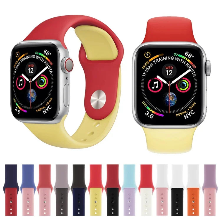 Apple Watch シリーズ 3 & 2 & 1 38mm 用 ダブルカラーシリコンウォッチバンド (ホワイト+レッド)