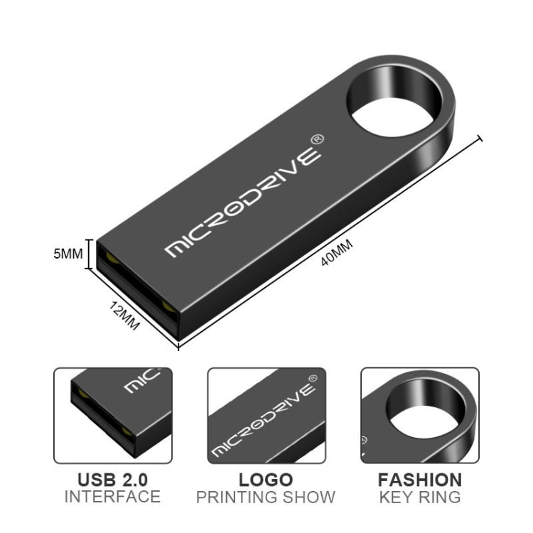 MicroDrive 16GB USB 2.0 メタル防水高速 Uディスク（グレー）、16GB