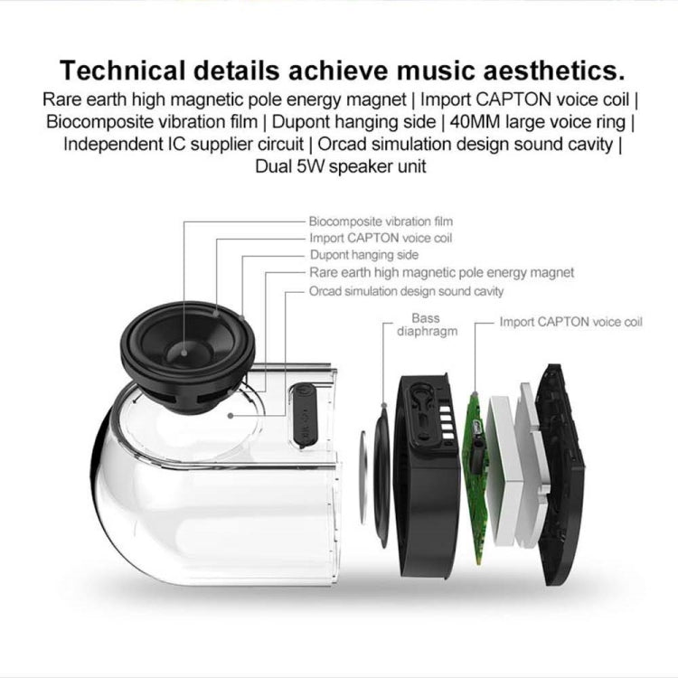 本物の3D TWS 磁気ワイヤレス Bluetooth ステレオサラウンド HiFi スピーカー フル透明ホーム