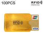 100枚入りアルミホイルRFIDブロッキングクレジットカードID銀行カードケースカードホルダーカバー サイズ: 9 x 6.3cm
