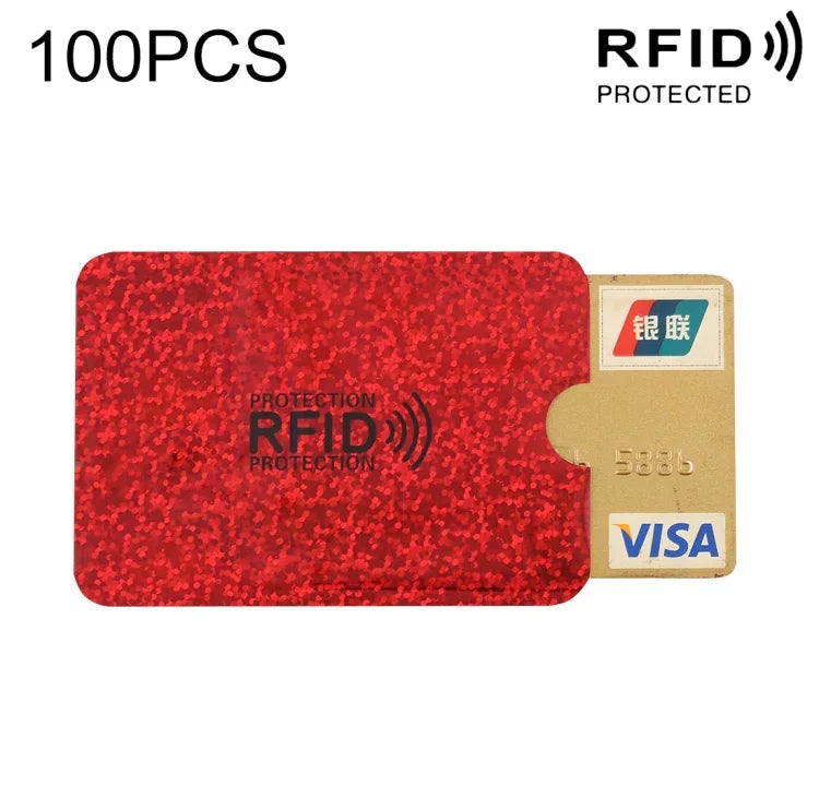 100枚入りアルミホイルRFIDブロッキングクレジットカードID銀行カードケースカードホルダーカバー サイズ: 9 x 6.3cm