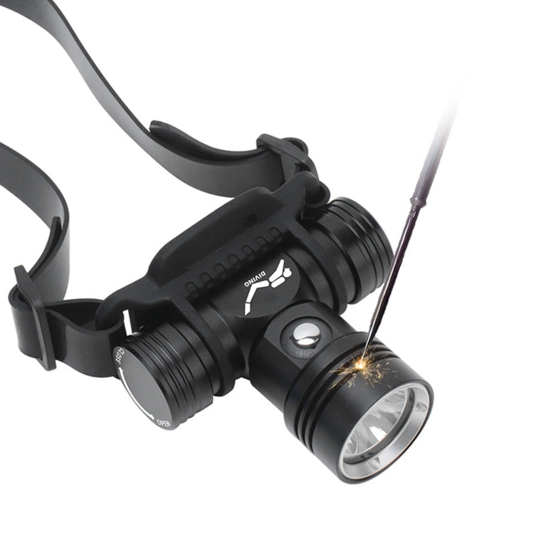 60m Underwater Photography Video Fill-up Headlight Diving Flashlight with Battery Display Function(Headlight+Battery+Charger)