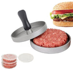 家庭用食品グレードアルミ合金 キッチン用ノンスティックコーティング圧力肉パティケーキ ハンバーガーモールド 40枚入りシリコンペーパー付き 1個ブラックハンドル