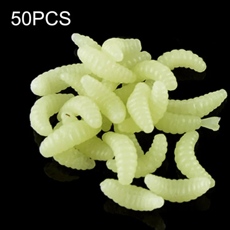 HENGJIA SO106 50個入り 20mm シミュレーションパン餌ワーム 三日月形ソフトベイト 馬背魚ワーム餌 釣りギア