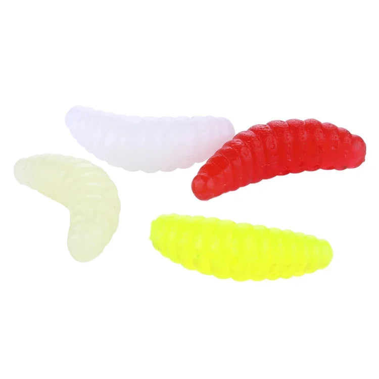 HENGJIA SO106 50個入り 20mm シミュレーションパン餌ワーム 三日月形ソフトベイト 馬背魚ワーム餌 釣りギア