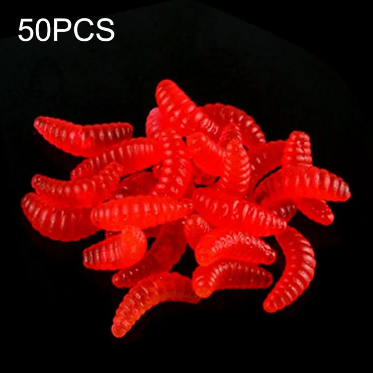 HENGJIA SO106 50個入り 20mm シミュレーションパン餌ワーム 三日月形ソフトベイト 馬背魚ワーム餌 釣りギア