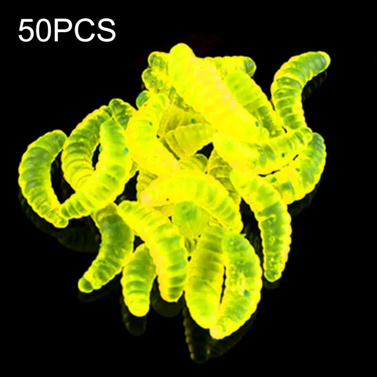 HENGJIA SO106 50個入り 20mm シミュレーションパン餌ワーム 三日月形ソフトベイト 馬背魚ワーム餌 釣りギア
