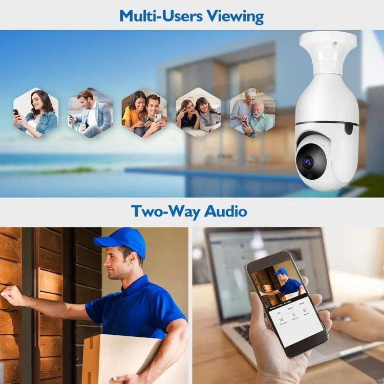 DP17 2.0 Million Pixels Single Light Source Smart Dual - band WiFi 1080P HD Outdoor Network Light Bulb Camera, Support Infrared Night Vision & Two - way Audio & Motion Detection & TF Card - Trustpick