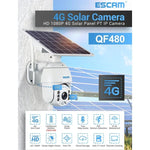 ESCAM QF480 US Version HD 1080P IP66 Waterproof 4G Solar Panel PT IP Camera with Battery, Support Night Vision / Motion Detection / TF Card / Two Way Audio - Trustpick