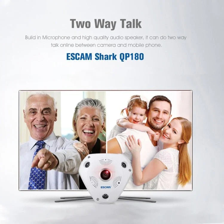 ESCAM Shark QP180 960P 360 Degrees Fisheye Lens 1.3MP WiFi IP Camera, Support Motion Detection / Night Vision, IR Distance: 10m - Trustpick