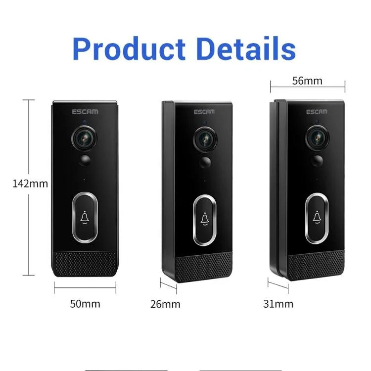 ESCAM V5 TUYA 1080P Intelligent Two - Way Voice Night Vision Wireless Doorbell - Trustpick