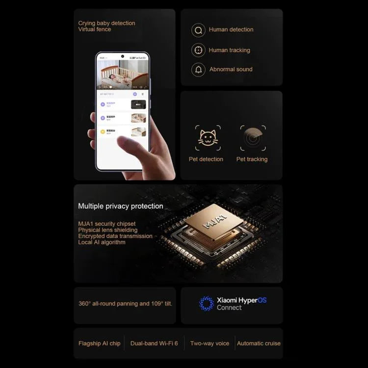 Original Xiaomi Smart Camera 4 4K Dual - band Wi - Fi 6 8MP HDR AI Tracking Night Vision Two - Way Audio Home Security Baby Monitor Pet Camera - Trustpick
