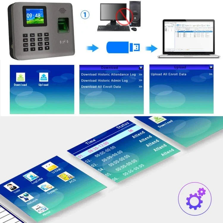 Realand AL325D Fingerprint Time Attendance with 2.4 inch Color Screen & ID Card Function & WiFi & Battery - Trustpick