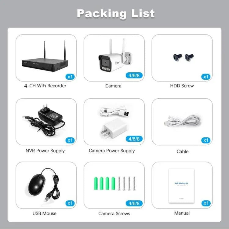 SriHome NVS001 - IPC065 5MP 4 - CH NVR WiFi IP Camera Kit - Trustpick