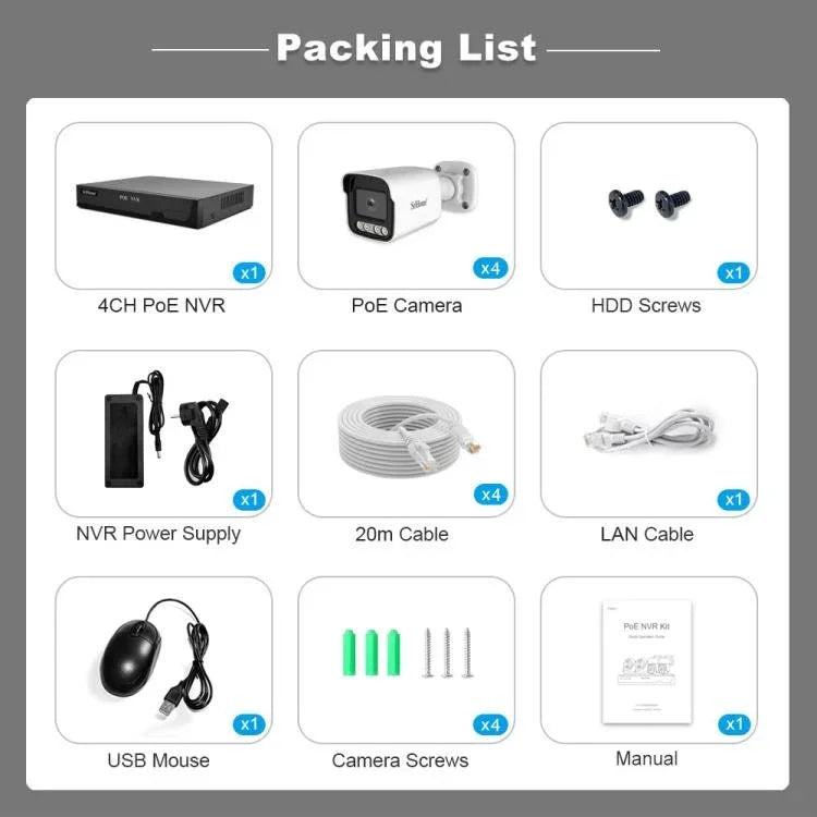 SriHome NVS005 - POE065 5MP HD 4 - CH POE Camera Network Video Recorder Kit - Trustpick