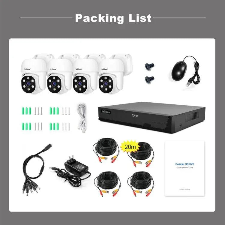 SriHome NVS008 - AHD030 2MP HD 4 - CH XVR NVR Camera Network Video Recorder Kit - Trustpick