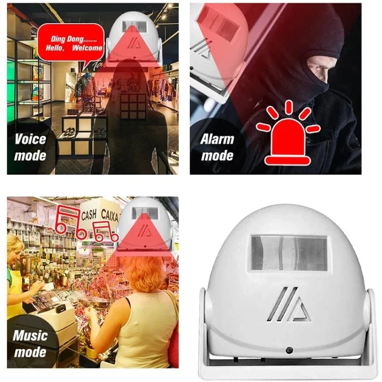 Wireless Intelligent Doorbell Infrared Motion Sensor Voice Prompter Warning Door Bell Alarm - Trustpick